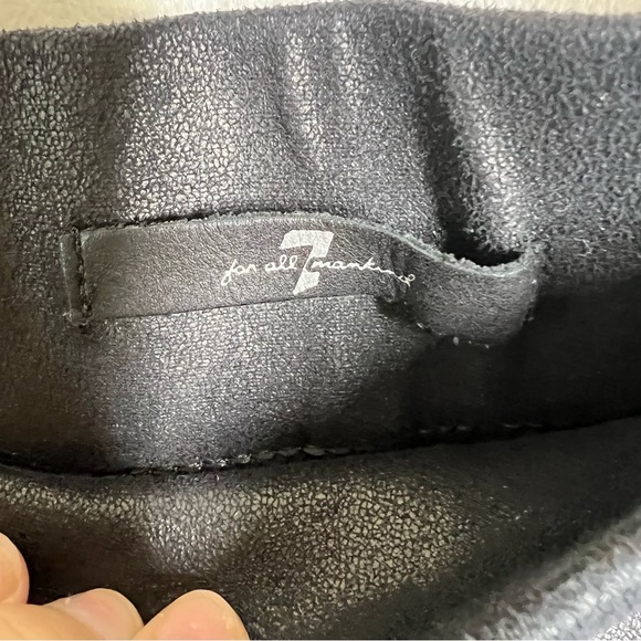 7 for all Mankind Black Faux Leather Pull On Leggings Pants Ankle Zipper - Picture 8 of 9